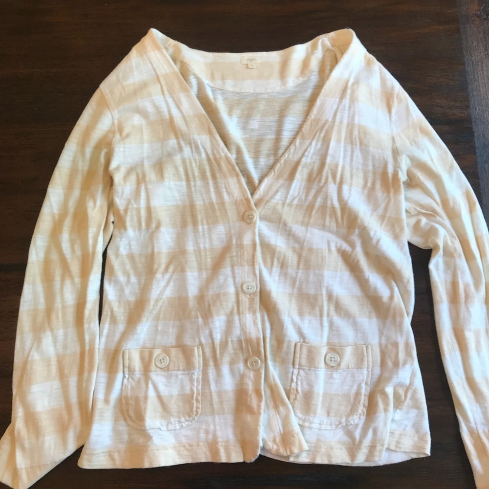Lightweight striped J Crew cardigan Sz L